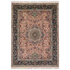 Vintage Pink Persian Tabriz Rug with Arabesque Art Nouveau Style 5