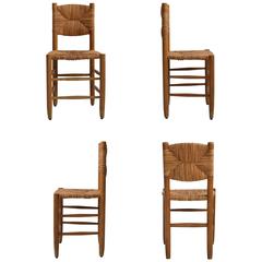 Set of Four Charlotte Perriand Bauche Dining Chairs, Mid-Century, France