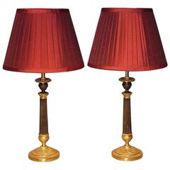 Small Pair of Bronze and Ormolu Candlestick Lamps 10