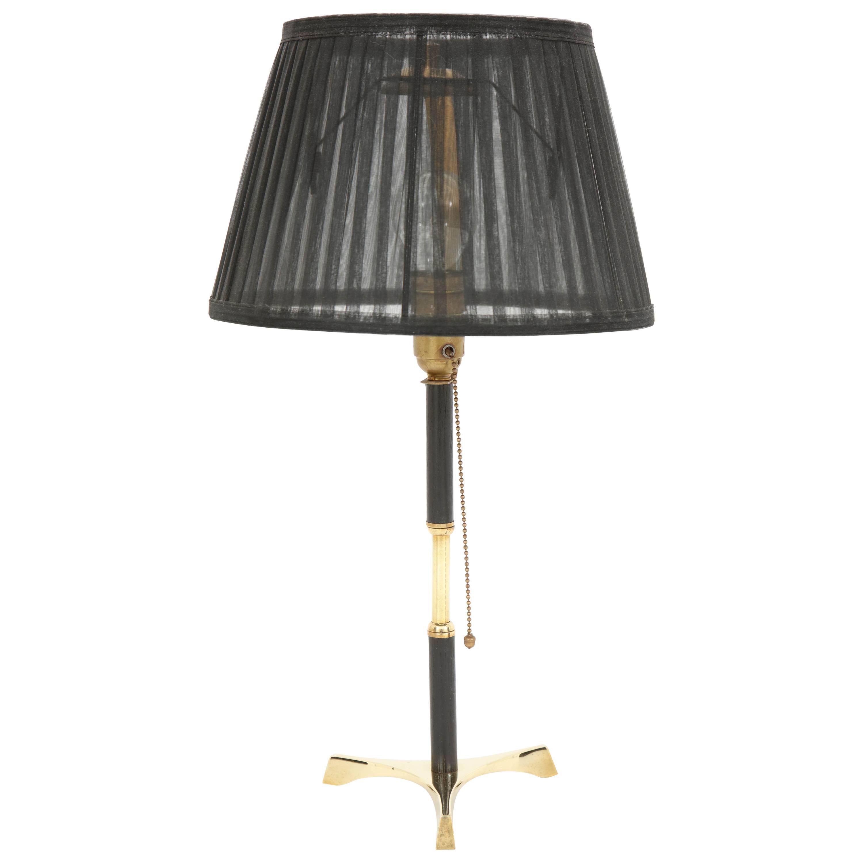 Brass Table Lamp with Black Wood Details, circa 1960