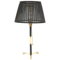 Brass Table Lamp with Black Wood Details, circa 1960