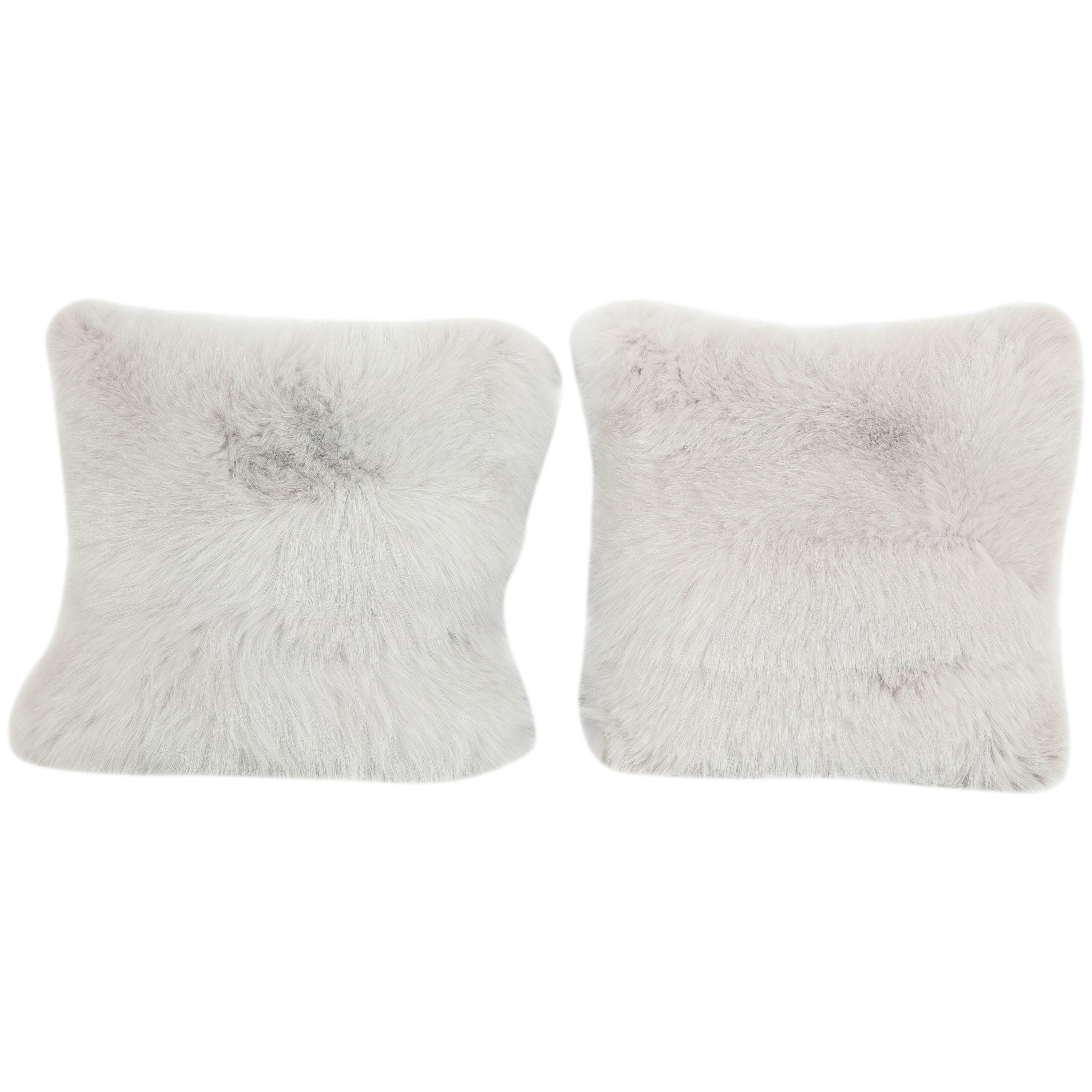 Pair of Gray Fur Pillows