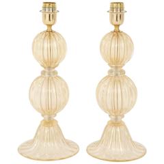 Pair of Gold Murano Glass Lamps 12