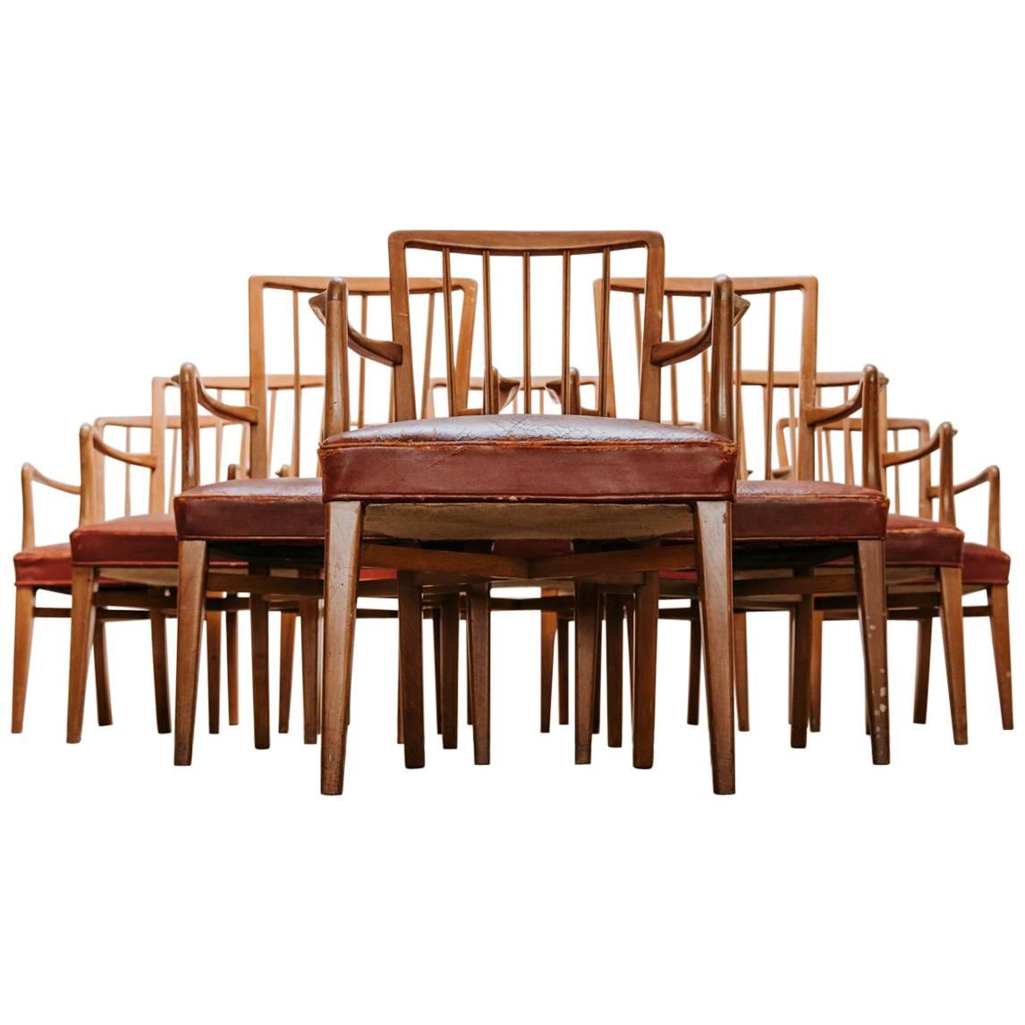 Early 20th Century Set of Cotswold School Walnut Armchairs