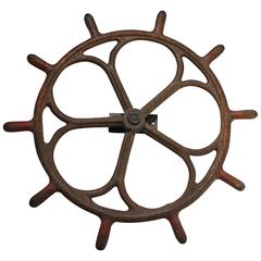 Antique Ship's Wheel on Custom Revolving Bracket