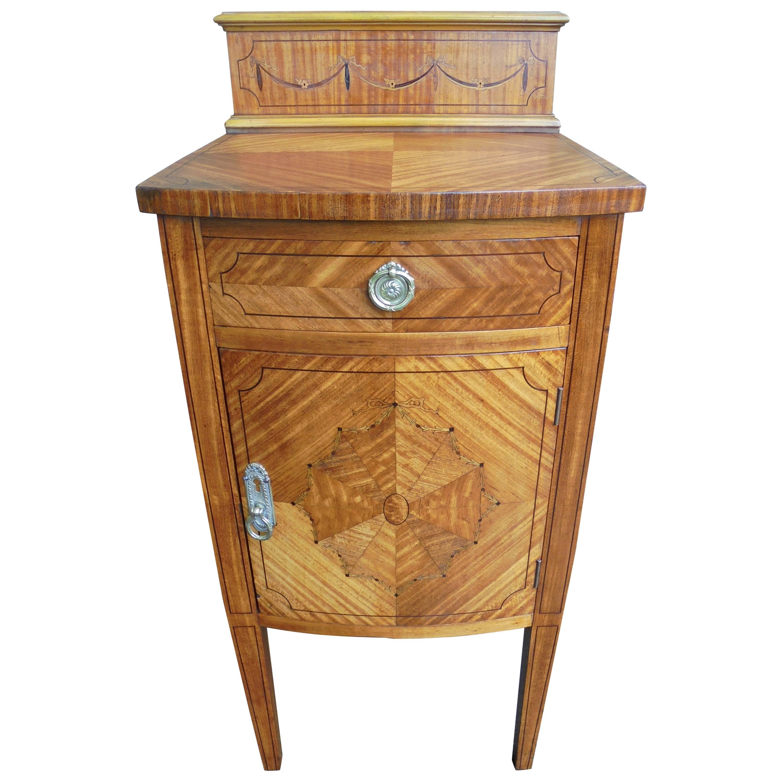 Antique Inlaid Satin Wood Bedside Cabinet