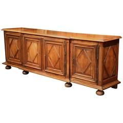  Early 19th Century French Louis XIII Carved Walnut Four-Door Enfilade Buffet
