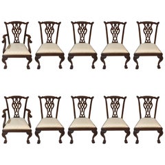 Set of Ten Mahogany English Chippendale Dinning Room Chairs