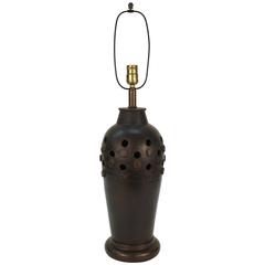Mid-Century Bitossi Deep Umber Glazed Ceramic Lamp 8