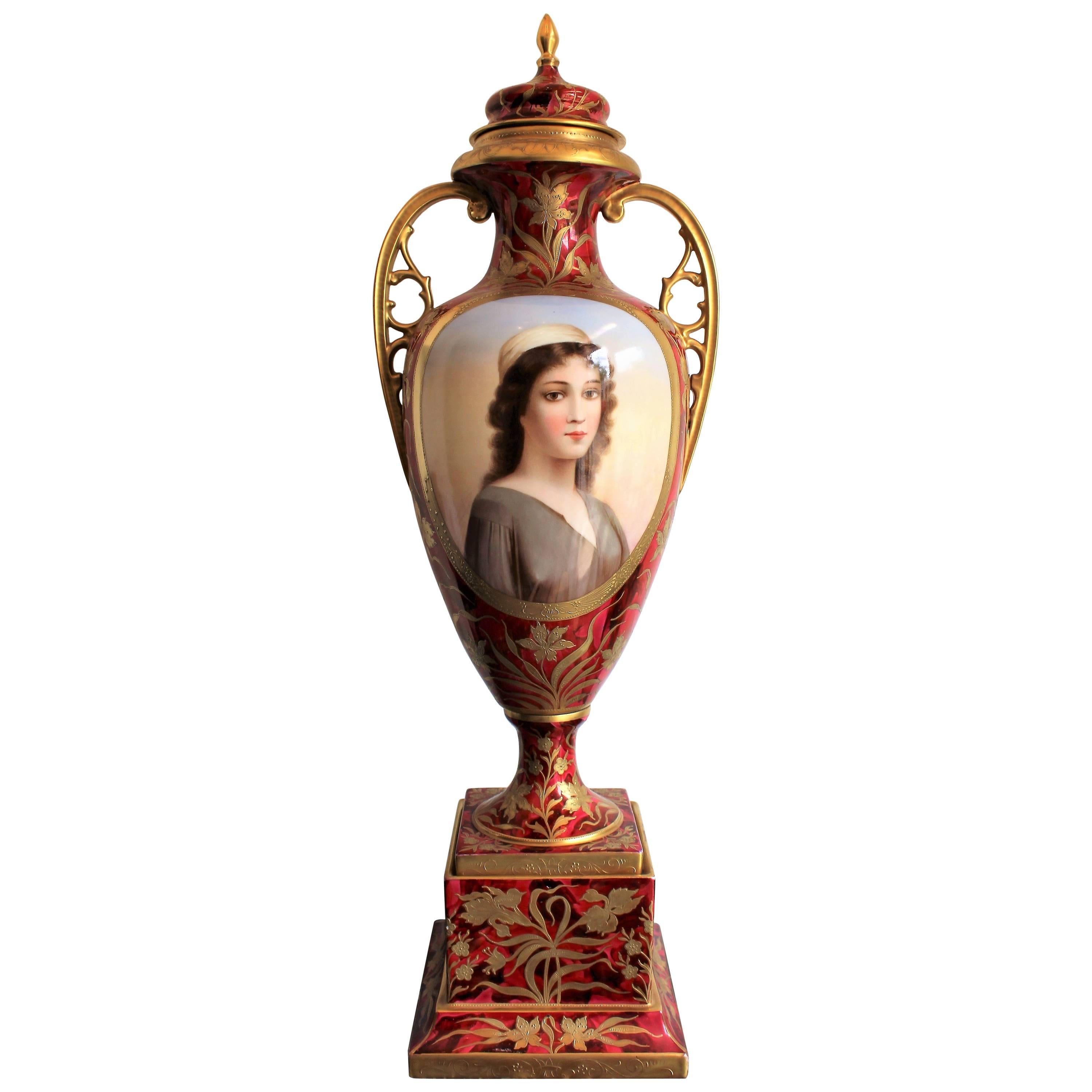 Monumental Royal Vienna Style Art Nouveau Vase or Urn