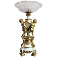 French Louis XVI Style Gilt Bronze and Marble Centerpiece with Figural Putti