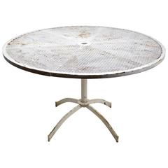 Retro Round Garden Patio Dining Table with Mesh Top Attributed to Woodard