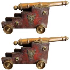 Pair of 19th Century Brass Models of Naval Deck Cannons