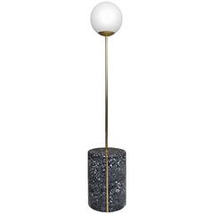 Moon Pole Lamp / Cement and Marble Terrazzo with Brass Inlays