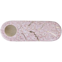 Run to the Light Pink Cement/Marble Terrazzo Sculptural Coffee Table with Brass