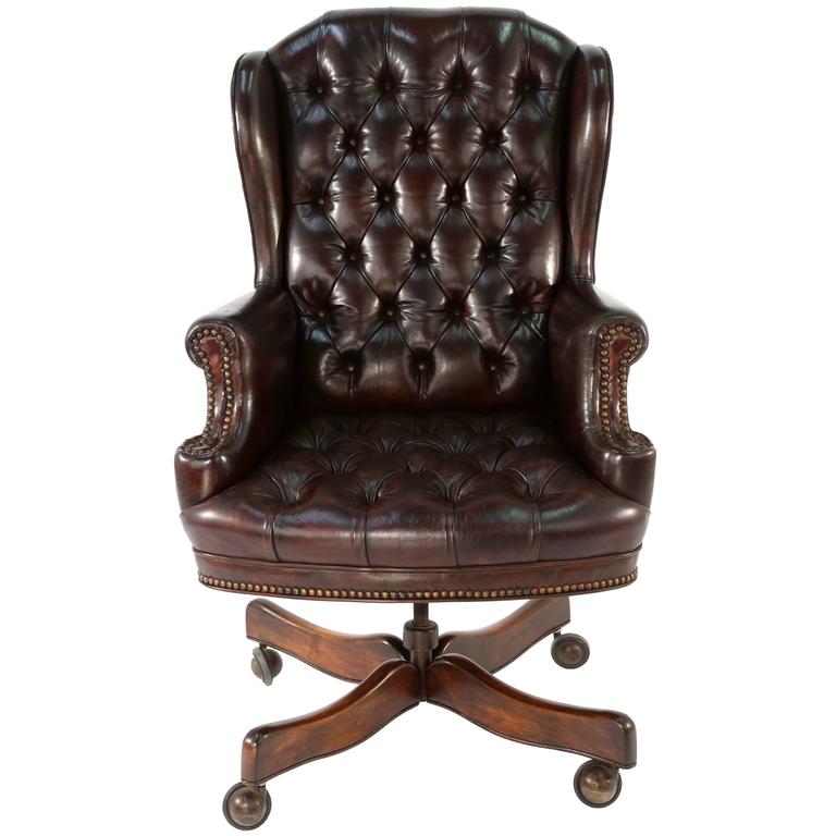 Vintage Regency Style Leather Office Chair For At 1stdibs Vintage Regency Style Leather Office Chair For
