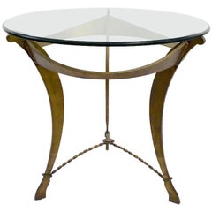 Cut Steel and Glass Brutalist Table