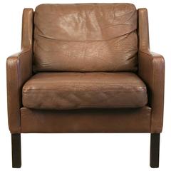 Vintage Danish Milk Chocolate Leather Armchair