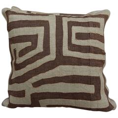 Pair of African Kuba Cloth Pillows with Self Cording
