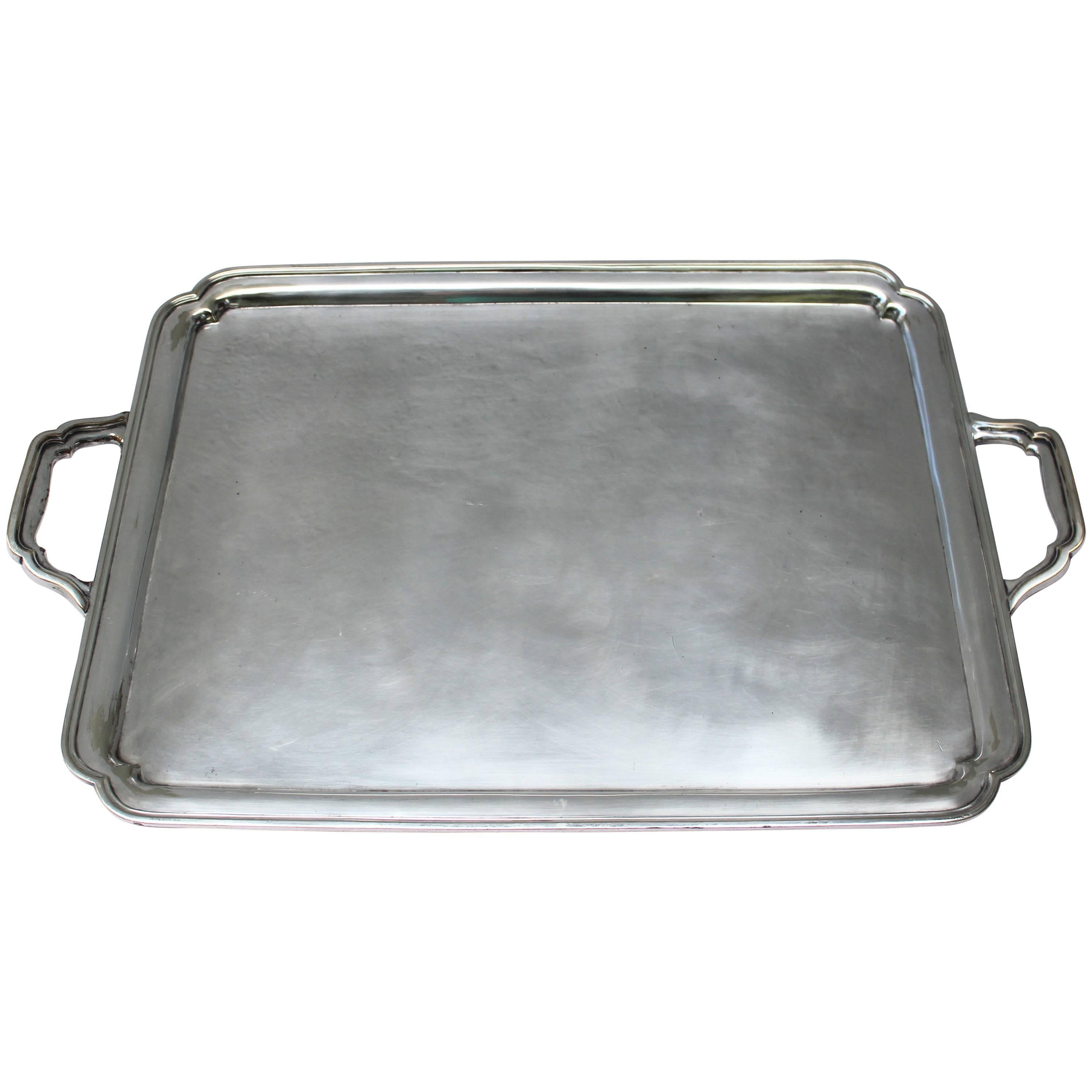 Large Rectangular Silver Plated Serving Tray