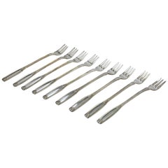 Nine Vintage Hotel Silver Plate Seafood Forks by Oneida