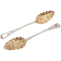 Pair of 19th Century George III Silver Berry Spoons, London, 1811