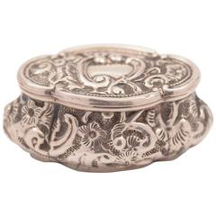 20th Century Edwardian Silver Pill Box, Birmingham 1902