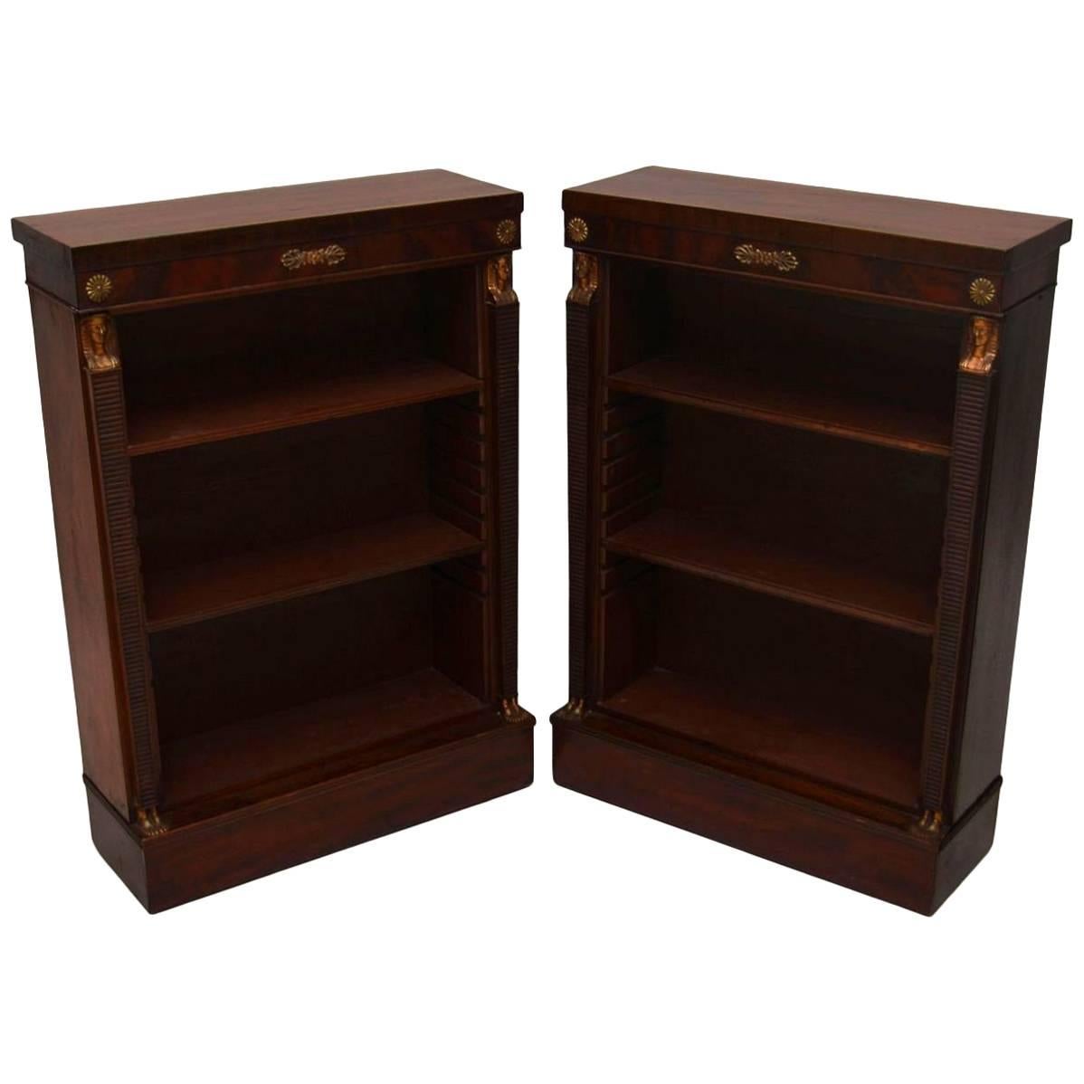 Pair of Antique Mahogany Open Bookcases