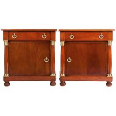 Pair of Mahogany Empire Revival Bedside Cupboards or Table de Nuit