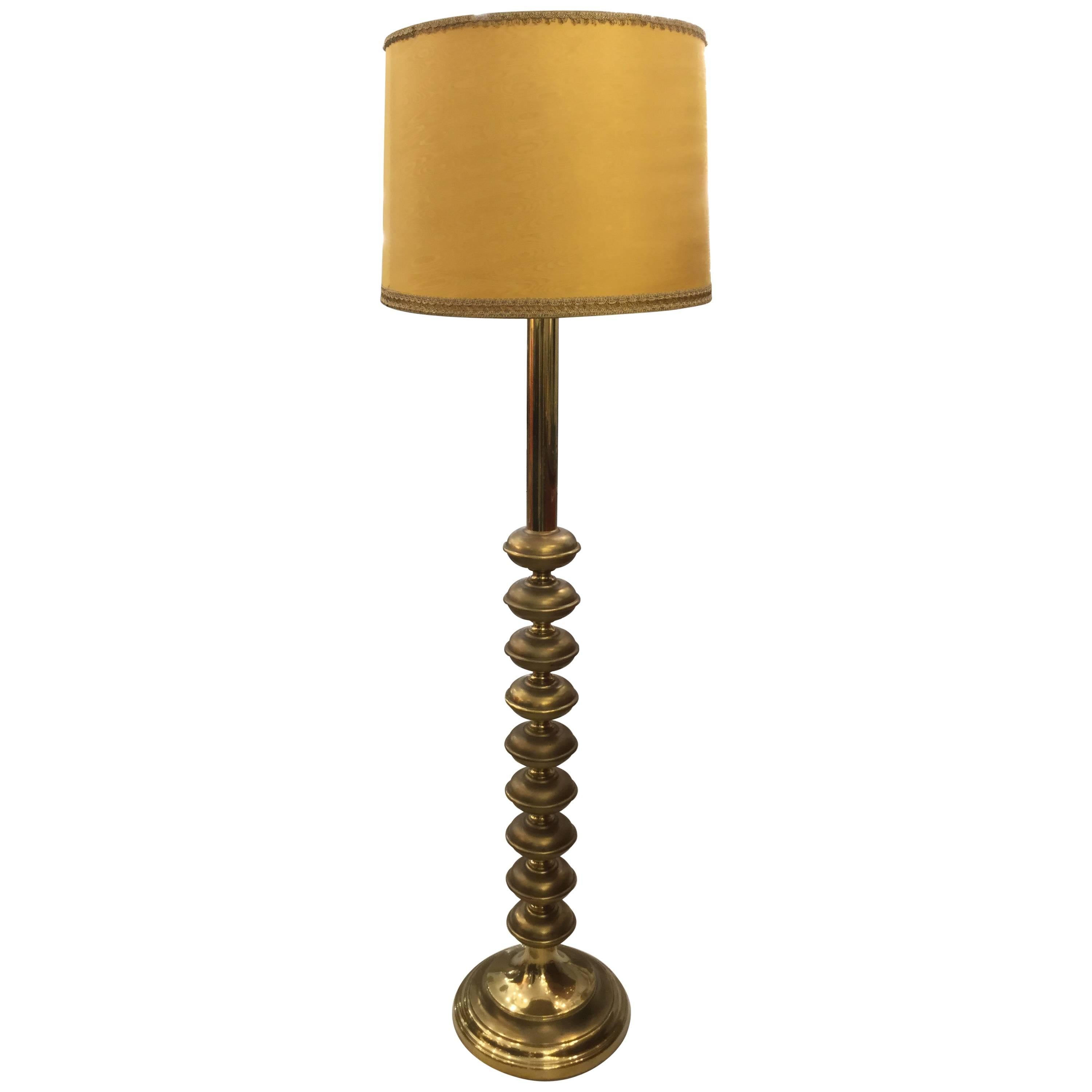 French Designed Brass Salon Floor Lamp Maison Jansen, 1960