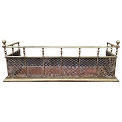 Good Quality Aesthetic Movement Brass Fire Fender with Turned Details & Finials