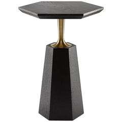 Table Hex Side in Ebonised Oak and Machined Brass by Stuart Scott, 2017 9