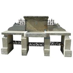 Aged Stone Summer Kitchen with Monolith Sink, Working Plans, Legs and Pediment