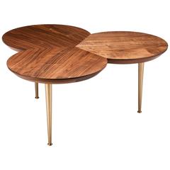 Coffee Table Stem in Walnut and Machine Turned Solid Brass by Stuart Scott, 2017 2