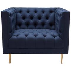 Tux Chair in Navy Melton Wool with Legs in Solid Brass by Stuart Scott, 2017 5