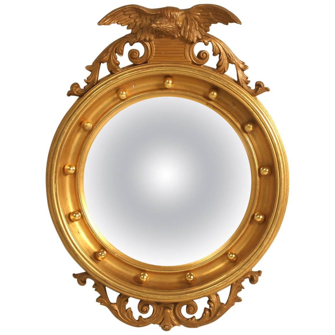 Regency Eagle Convex Mirror with a Gold Leaf Finish