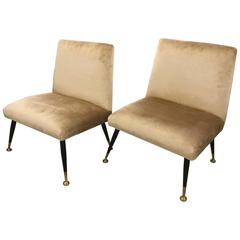 Pair of Italian Slipper Chairs Carlo de Carli, 1950 5