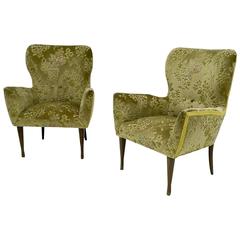 Pair of Vintage Velvet Armchairs, Italy, 1950s 10