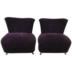 Italian Pair of Slipper Chairs, style of Osvaldo Borsani, 1940