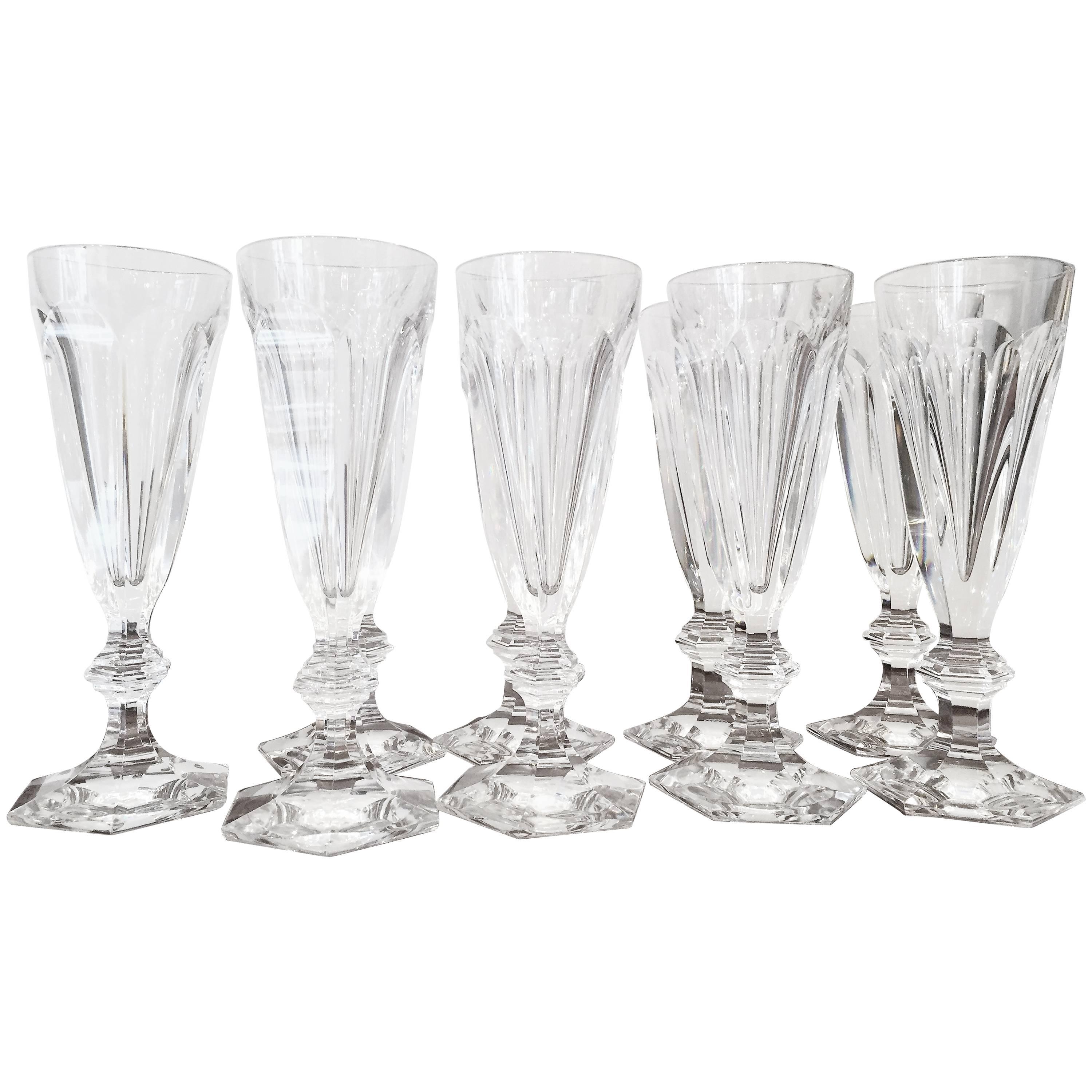 20th Century Set of Nine Baccarat Harcourt Tall Champagne Flute
