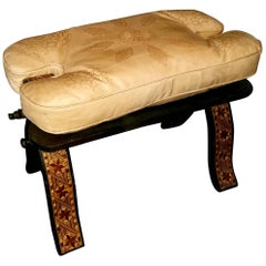 Handmade Moroccan Camel Saddle, Light Tan Leather Cushion