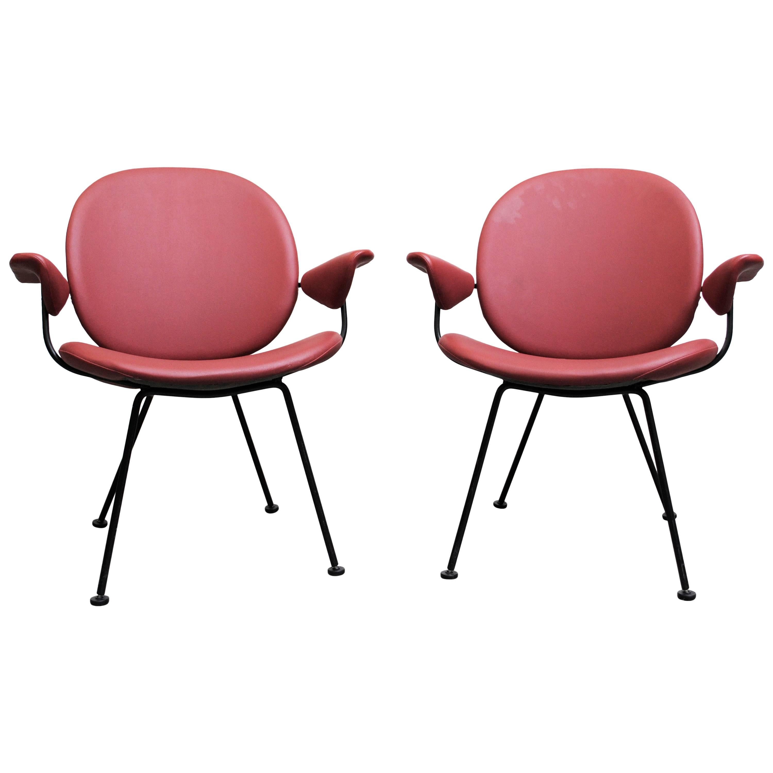 Pair of Kembo "302" Armchairs with Wire Frames