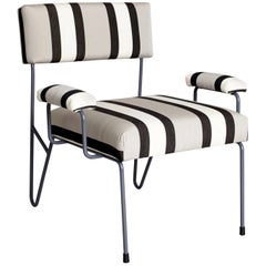Alex Outdoor Upholstered Stainless Steel Powder Coated Lounge Side Club Chair