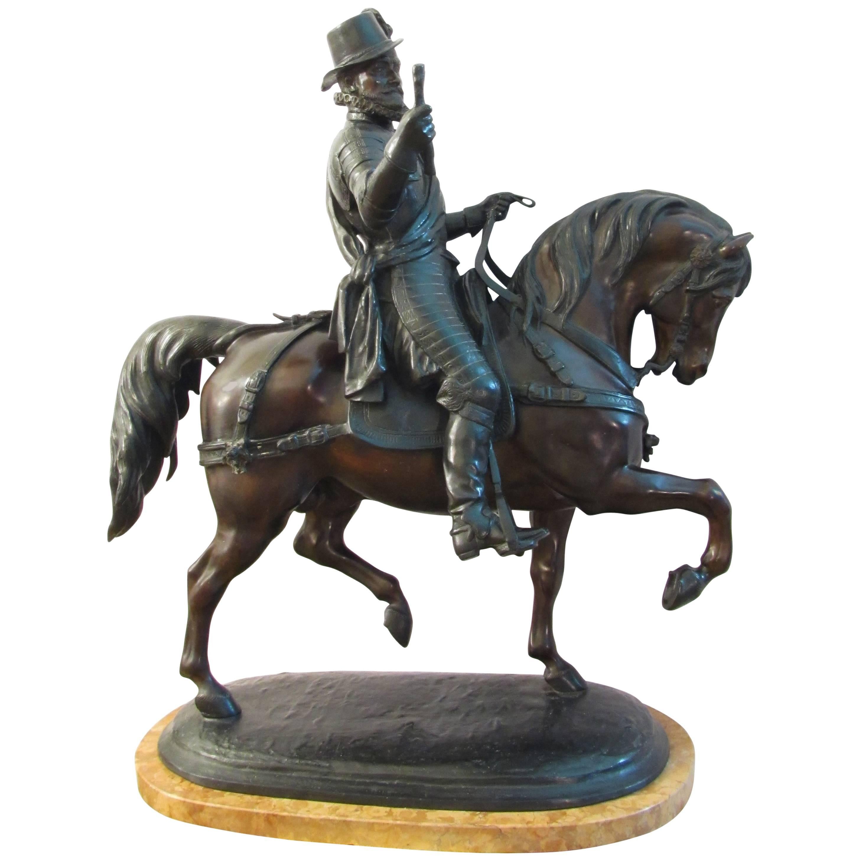 British 19th Century Equestrian Statue Depicting Philip II of Spain in Bronze
