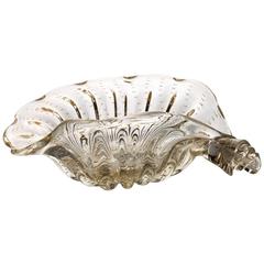 Handblown Murano Glass Shell, decorated with 24-karat gold