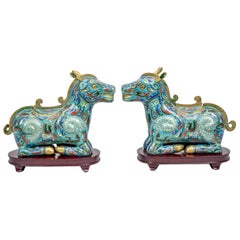 Antique Chinese Cloisonné Incense Burner Horse Boxes