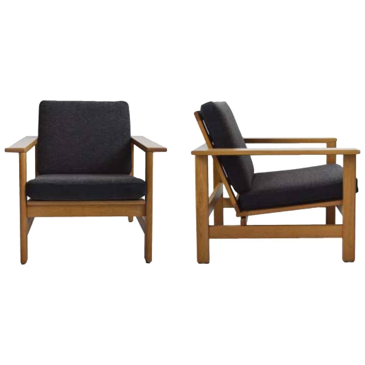 Pair of Wood Frame Soren Holst Lounge Chairs, Mid-Century, Danish For Sale