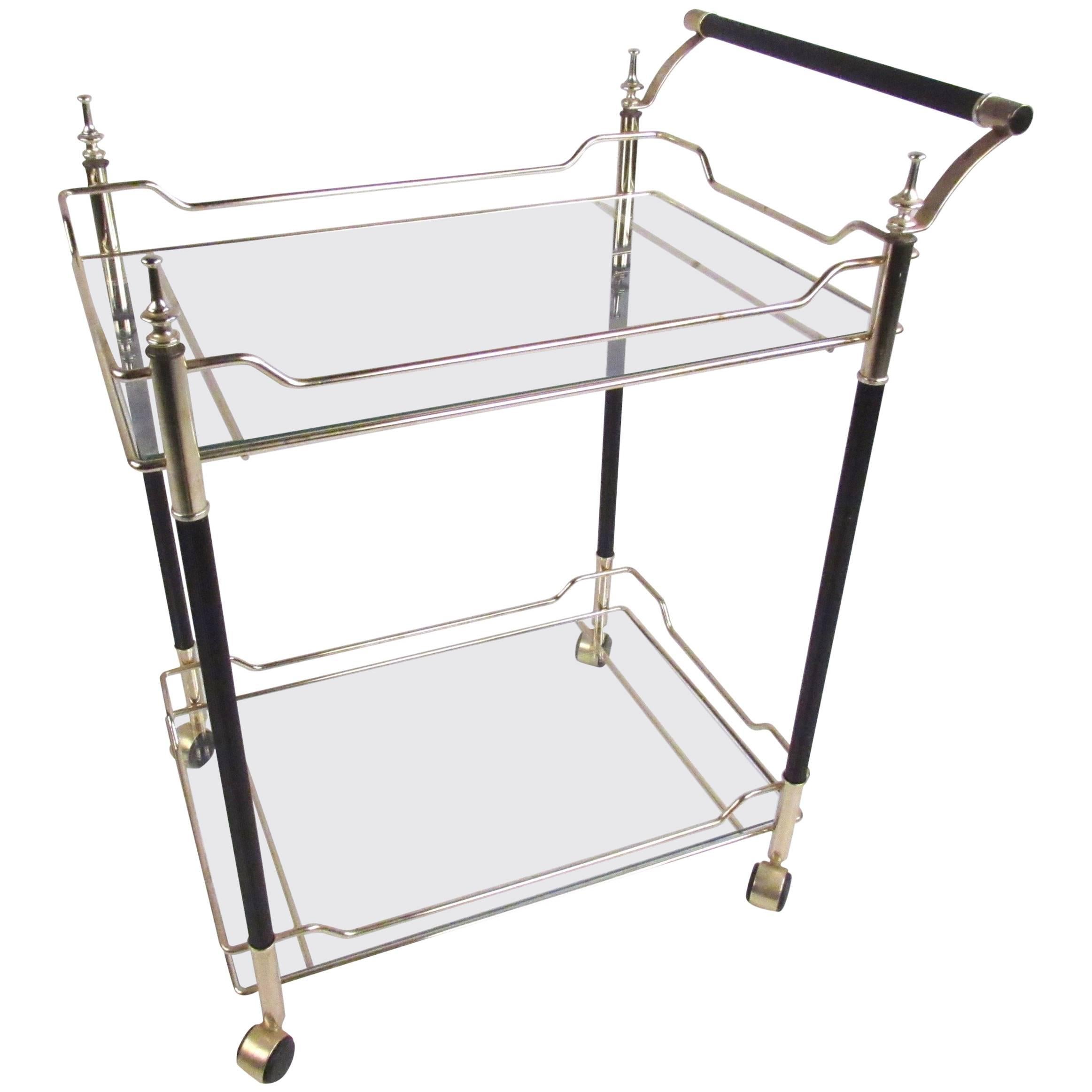 Mid-Century Italian Modern Brass and Glass Bar Cart