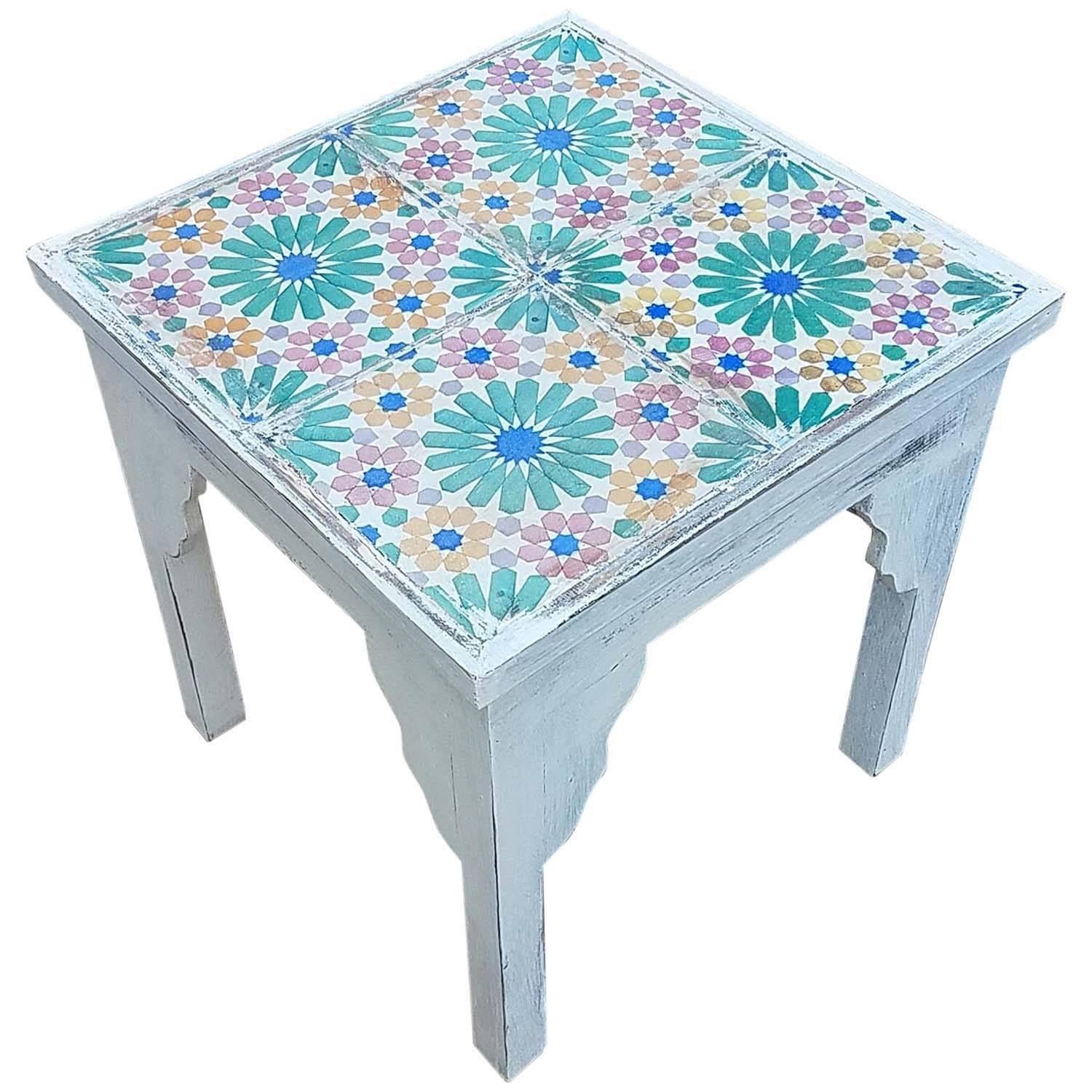 19th Century Mosaic Tiles Side Table For Sale