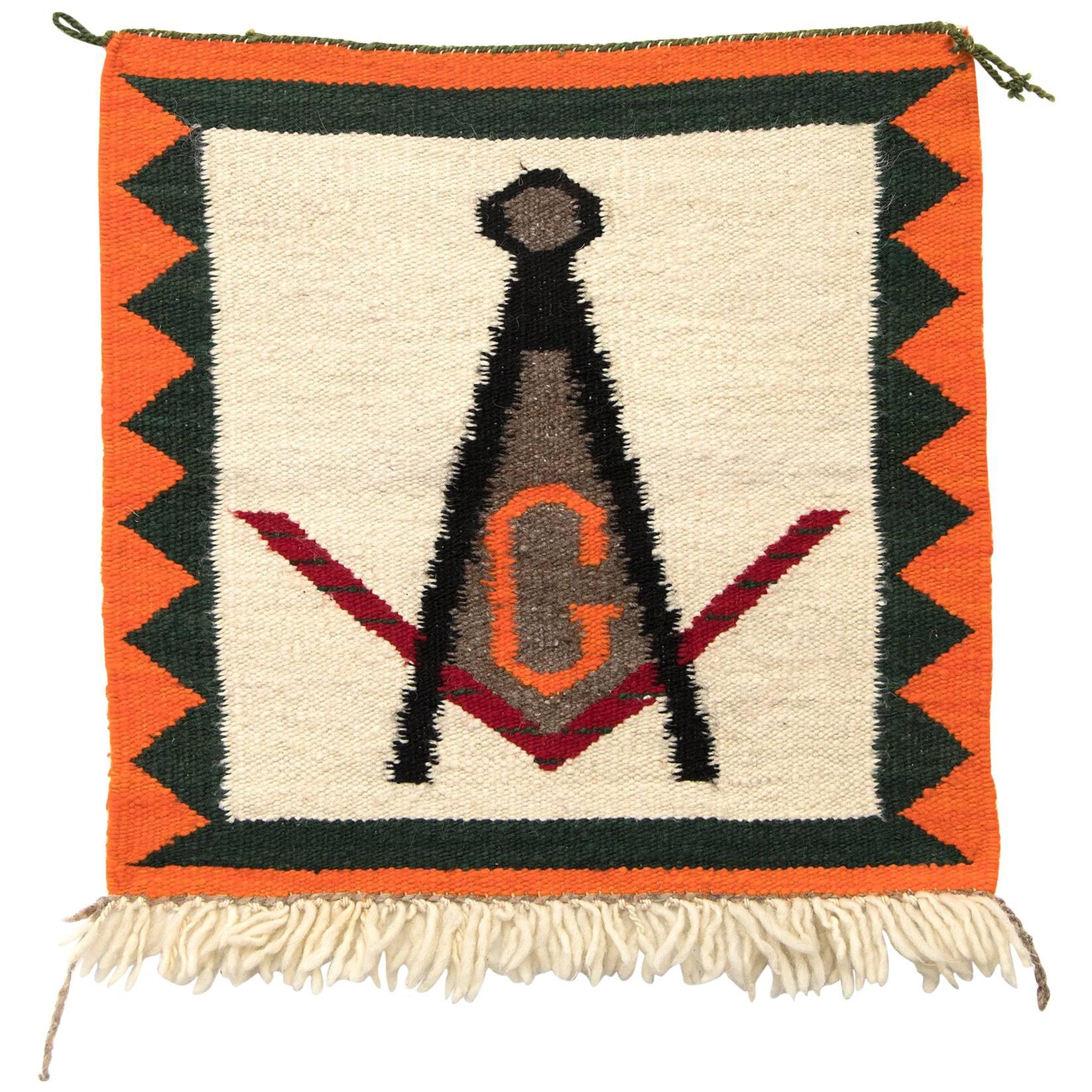 Vintage Navajo Pictorial Sampler Weaving - " Freemasonry", circa 1920